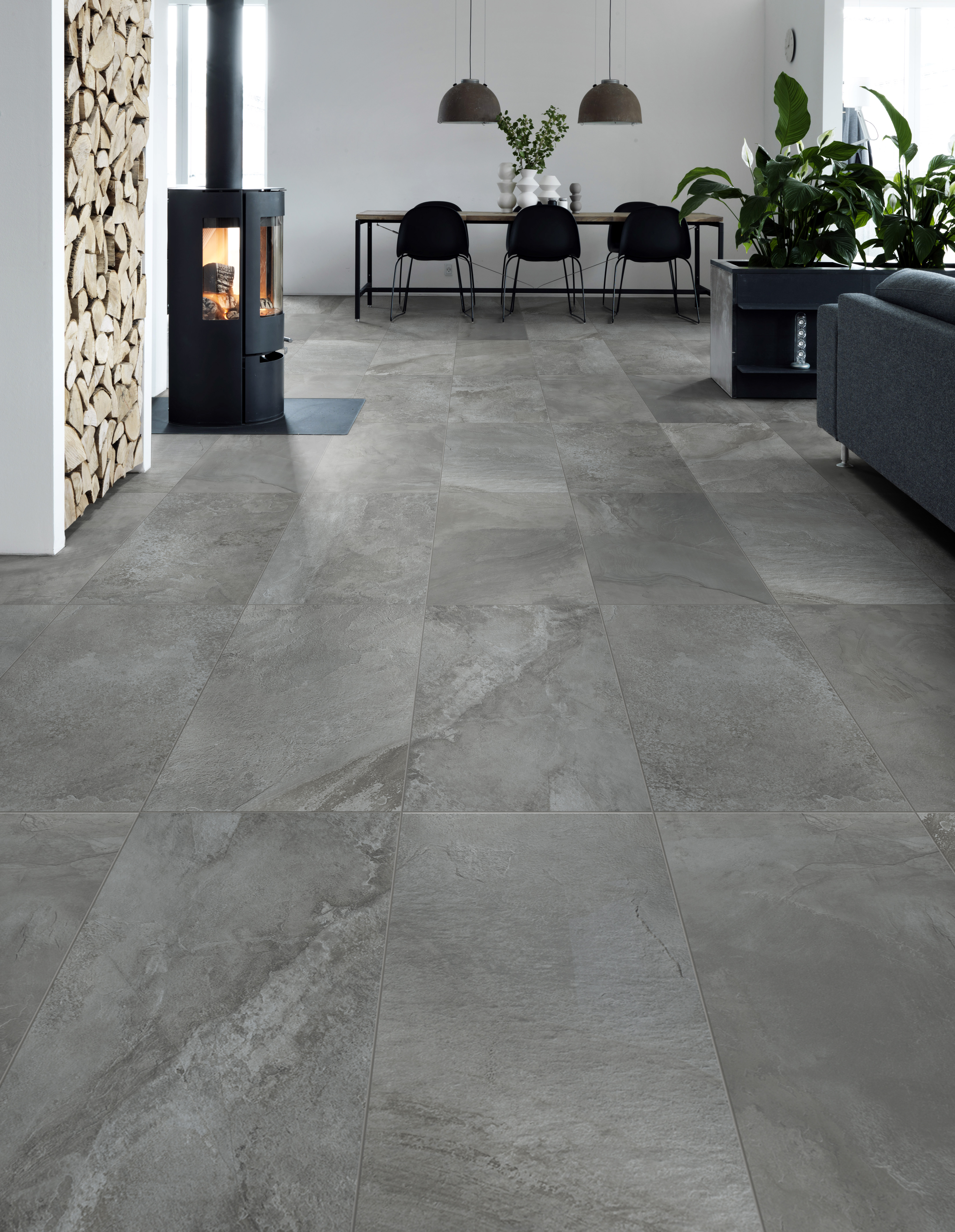 Prelude Dark Grey Wall Floor Tile, Grey Tile Floor