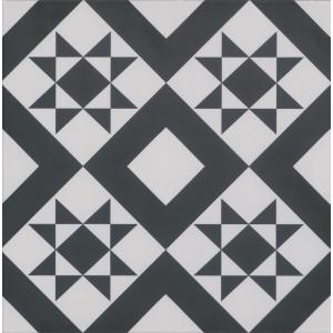 Geometric Patterned Black Floor Tile 330mm x 330mm