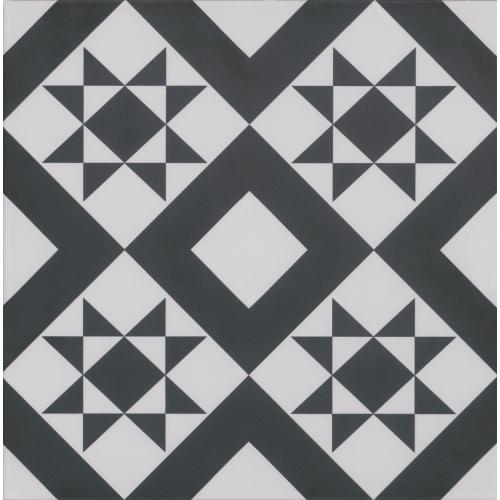 Geometric Patterned Black Floor Tile 330mm x 330mm