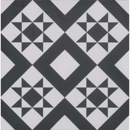 Geometric Patterned Black Floor Tile 330mm x 330mm