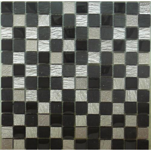 Mosaic Black Slate and Silver Tile 300mm x 300mm